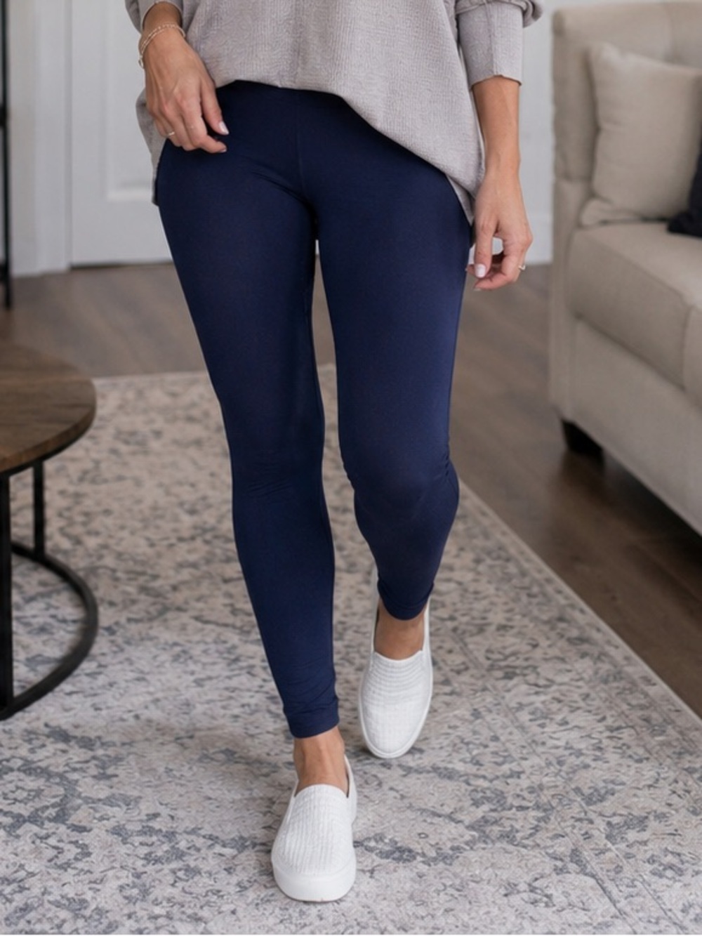 Agnes & Dora Buttery Soft Baby Suede Leggings Navy High Rise Size Large NWT